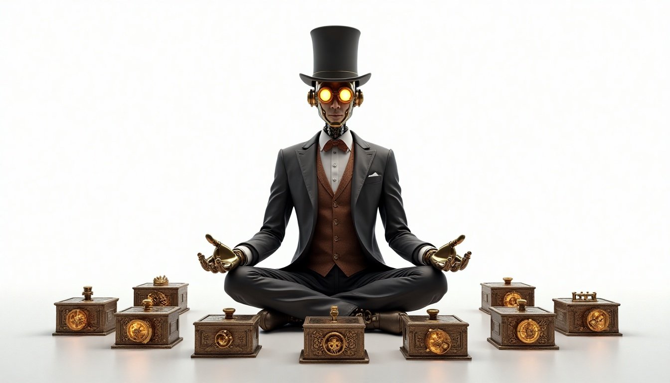 Steampunk style robotic gentleman